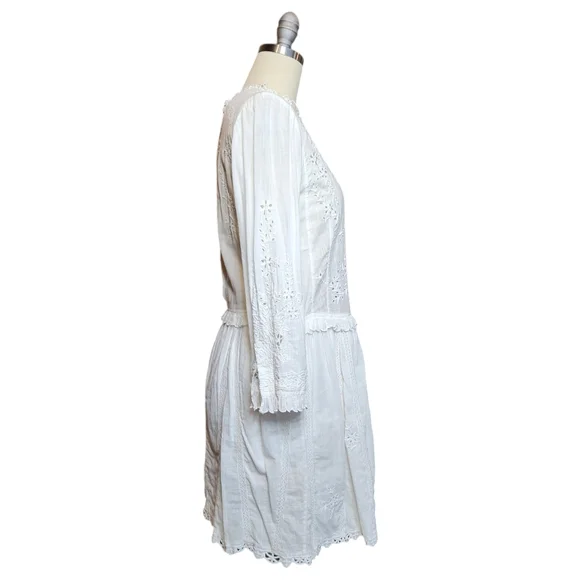 Zadig & Voltaire Deluxe Rex Broderie Embroidery White Eyelet Floral Mini Dress S - Picture 6 of 16